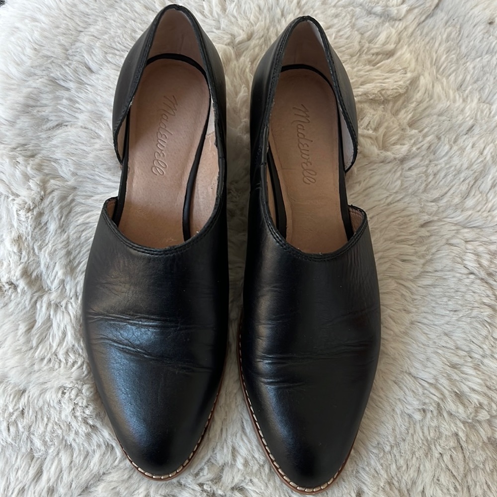 Madewell Lucie In Black Leather, size 8